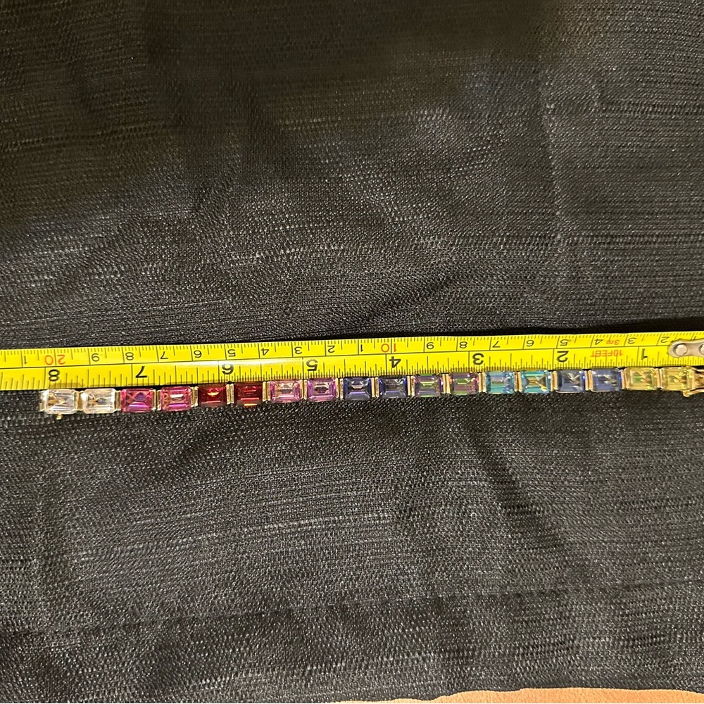 Multicolored rainbow topaz 925 tennis bracelet 8”